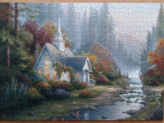 Church in the Forest, by Thomas Kinkade 1000 Pieces ( Schmidt Puzzle )