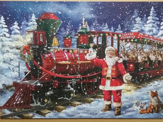Santa and Train by Simonetta Ubbiali 1000 Pieces ( Falcon de luxe )