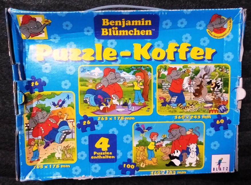Benjamin Blümchen Puzzlekoffer, 2 x 26, 60, 100, Blatz