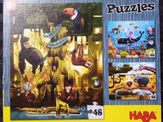 HABA Tierpuzzle, HABA, 3 x 48 Teile