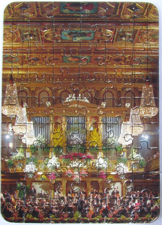 Musikvereinsaal, Wien	54	PIATNIK	2002 – 2008 Austria Souvenir	Mini-Puzzle 54	5013 Hoch	12,5 x 17,5		Bestand Nr. 046 2193