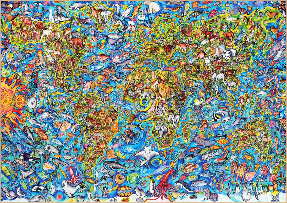 Step-Puzzle - Weltkarte (Seltene gefährdete Tierarten), 4000